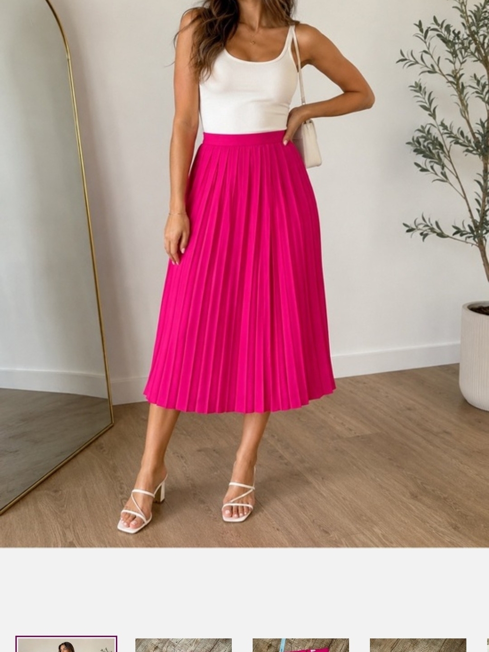 Women’s Pleated Midi Skirt in Hot Pink